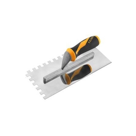 Tolsen Notched Plastering Trowel w/Teeth, Stainless Steel, Size: 11x4.75, Teeth: 0.4x0.4, Plastic Handle 41017